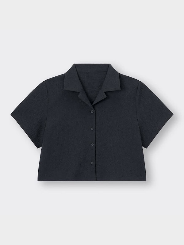 テクスチャーオープンカラーシャツ(半袖)