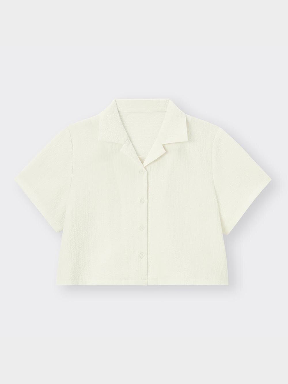 GU公式 | テクスチャーオープンカラーシャツ(半袖)