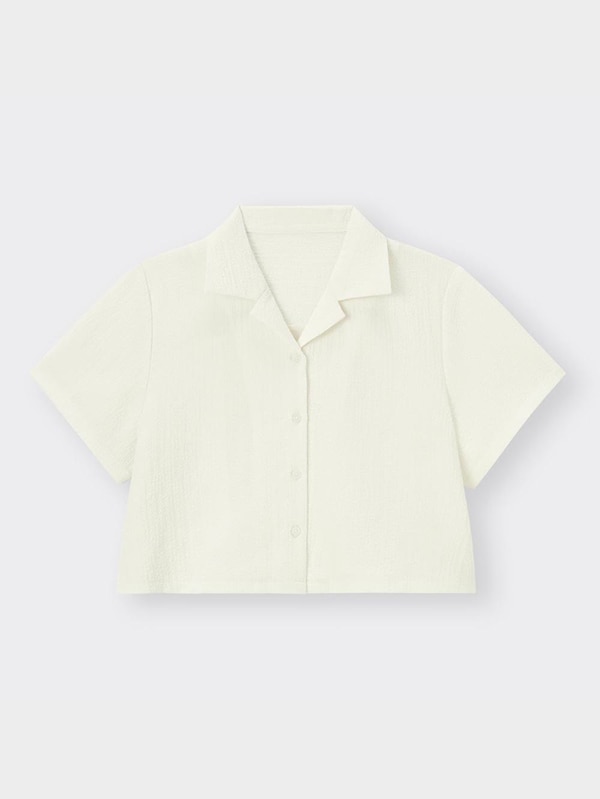 テクスチャーオープンカラーシャツ(半袖)