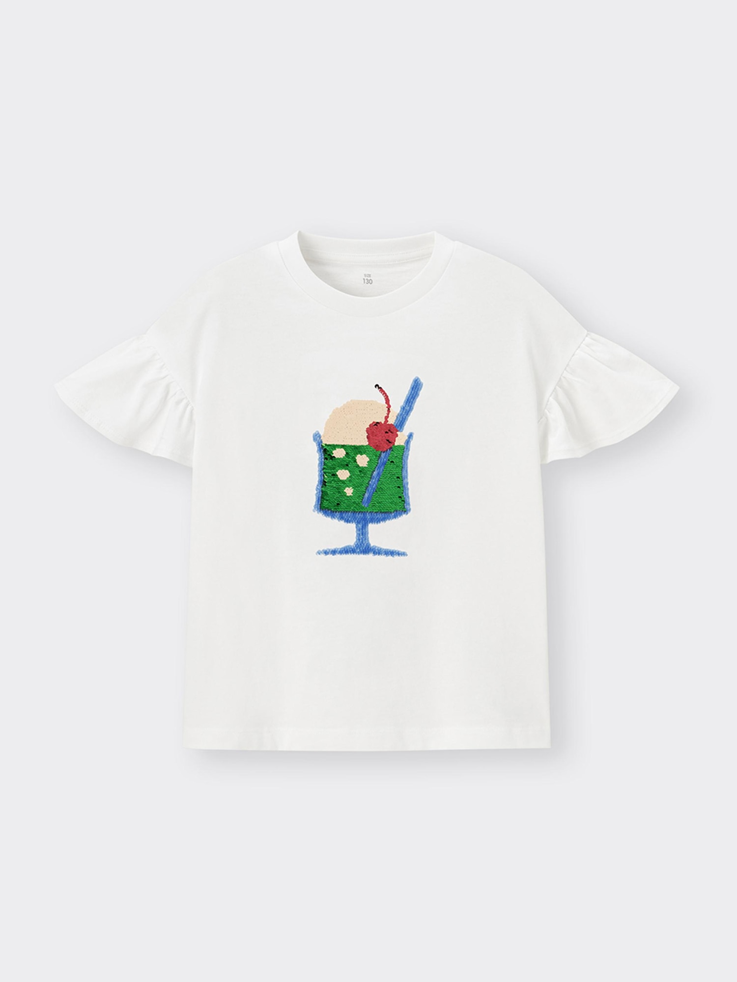   Jeans スパンコール 半袖 Tシャツ 送関込 GU公式 | GIRLSスパンコールT(半袖)(カキゴオリ)+X