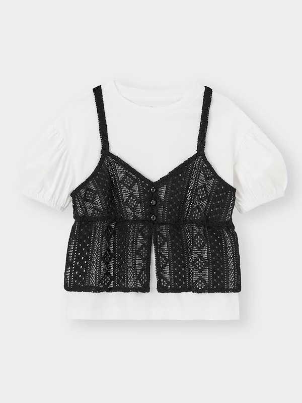 GIRLSレースキャミソールセットT(半袖)