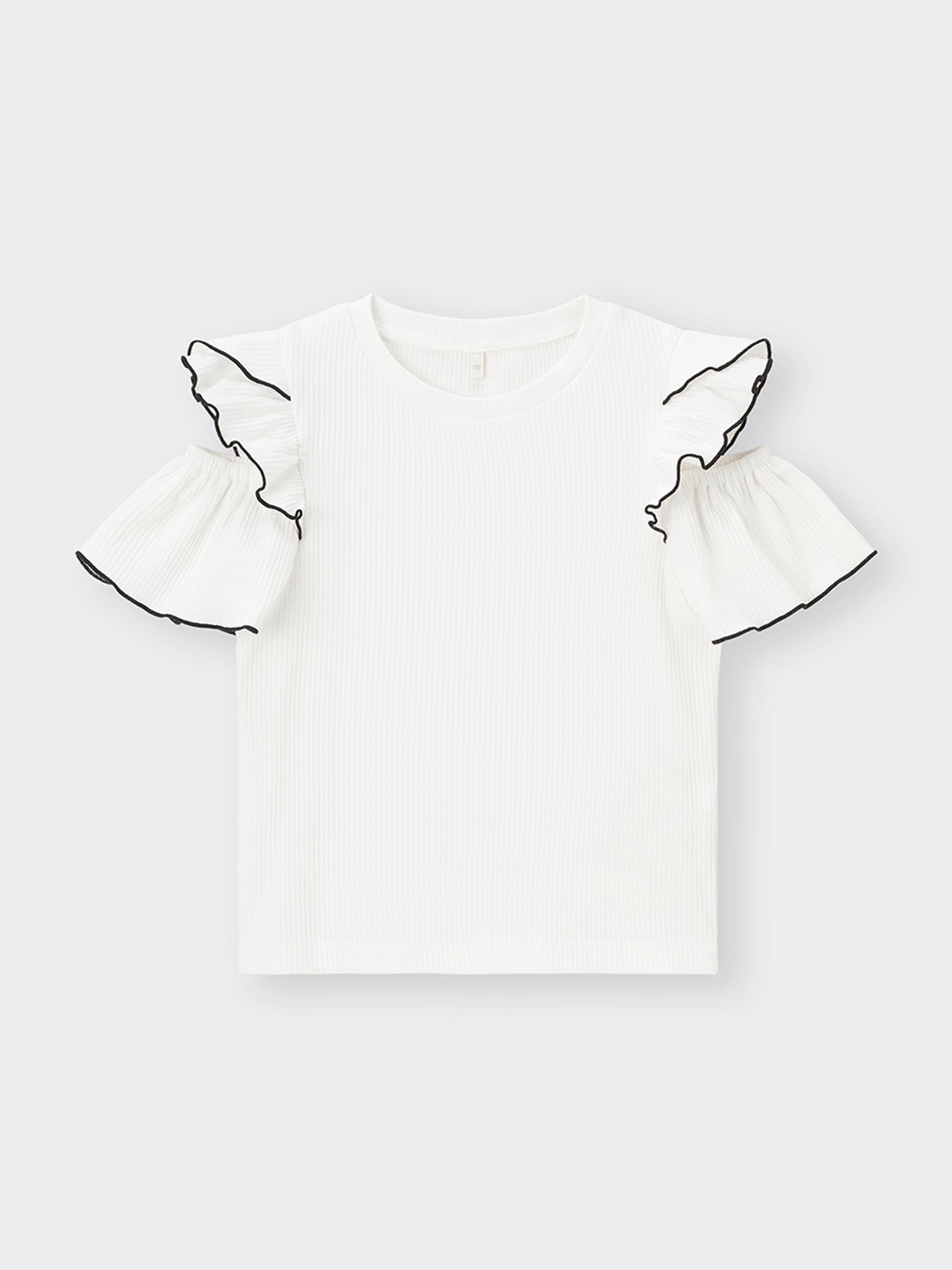 Cross☆です♥ GU公式 | GIRLSオープンショルダーリブフリルT(半袖)