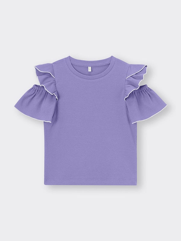 GIRLSオープンショルダーリブフリルT(半袖)