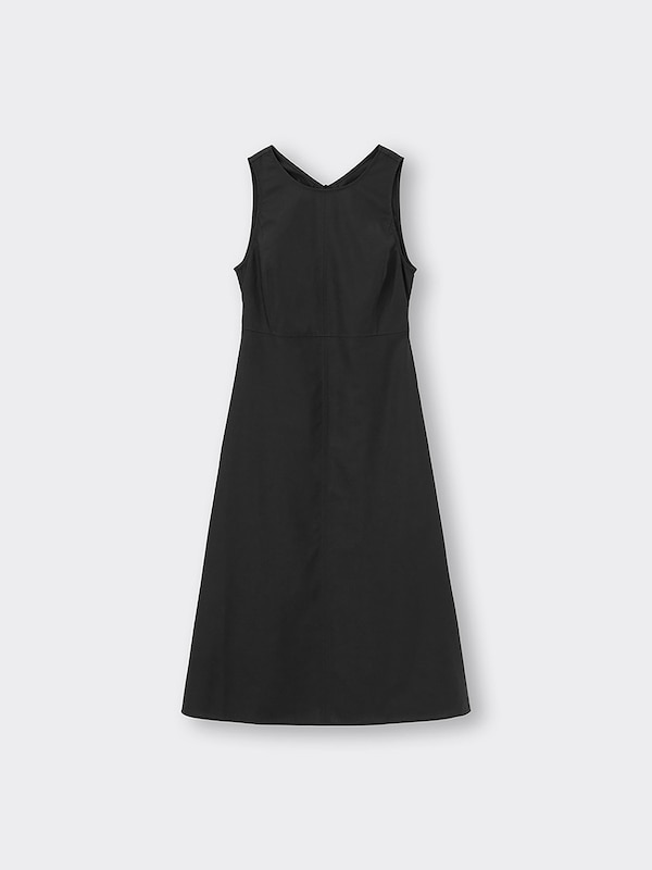 リネンブレンドバックオープンワンピース(ノースリーブ)