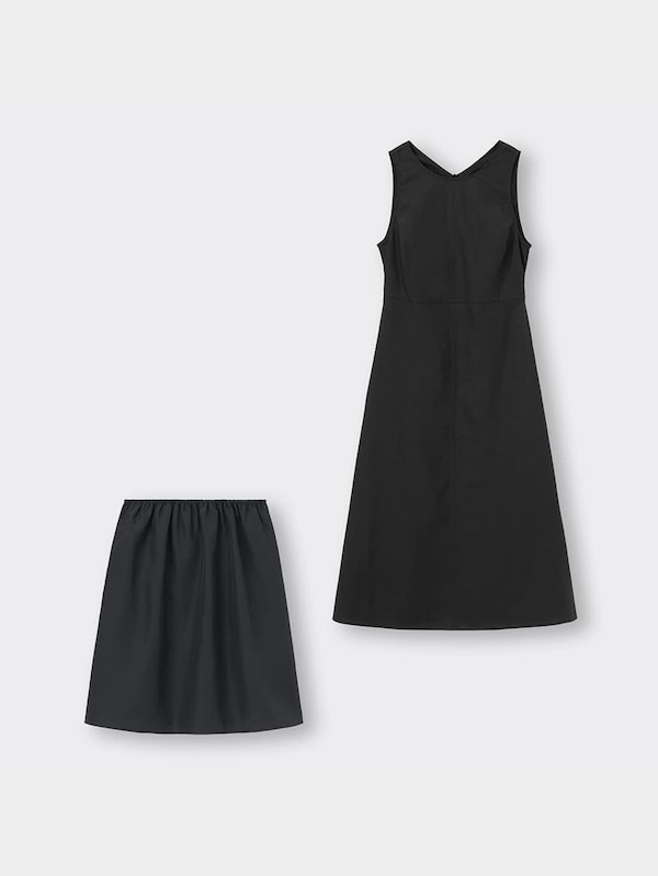 リネンブレンドバックオープンワンピース(ノースリーブ)