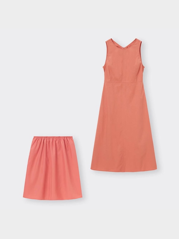 リネンブレンドバックオープンワンピース(ノースリーブ)