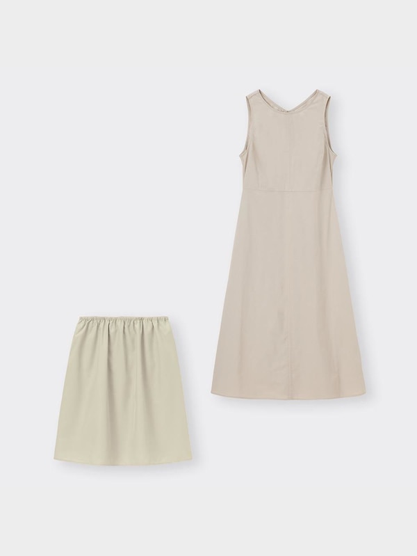 リネンブレンドバックオープンワンピース(ノースリーブ)