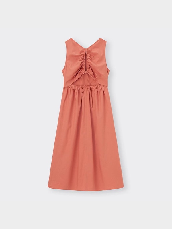 リネンブレンドバックオープンワンピース(ノースリーブ)