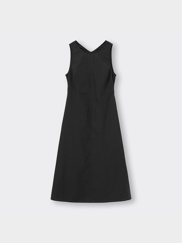 リネンブレンドバックオープンワンピース(ノースリーブ)