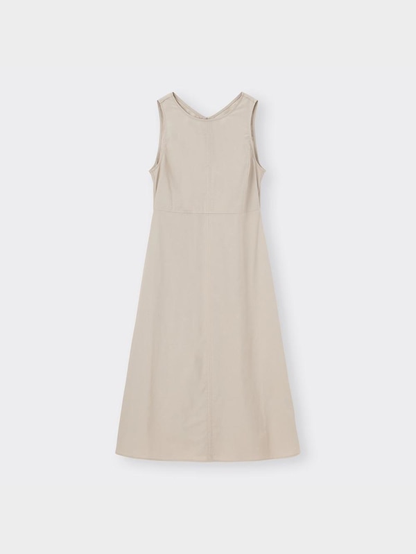 リネンブレンドバックオープンワンピース(ノースリーブ)