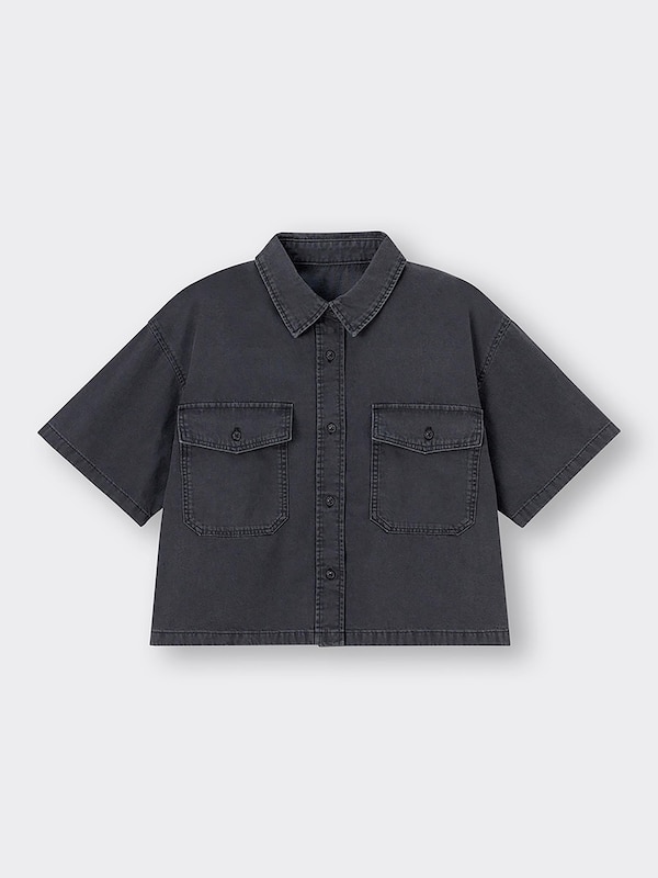 ライトデニムダブルポケットシ��ャツ(半袖)Q