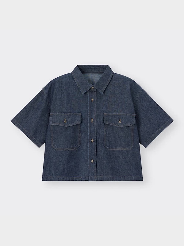 ライトデニムダブルポケットシャツ(半袖)Q