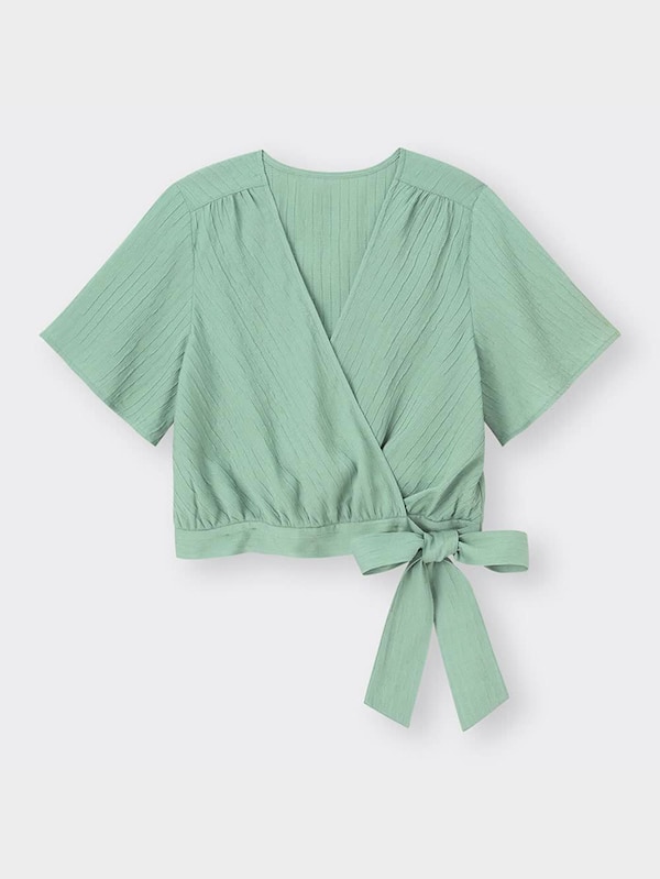 テクスチャーラップブラウス(半袖)Q