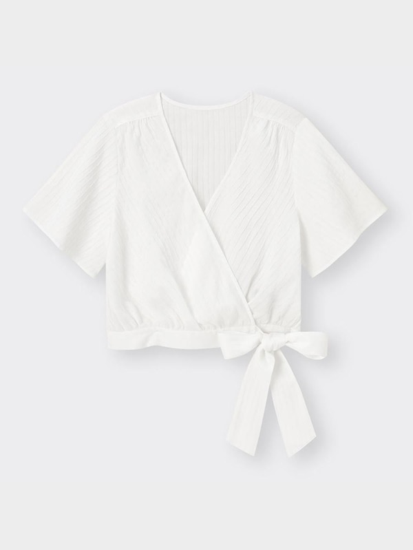 テクスチャーラップブラウス(半袖)Q