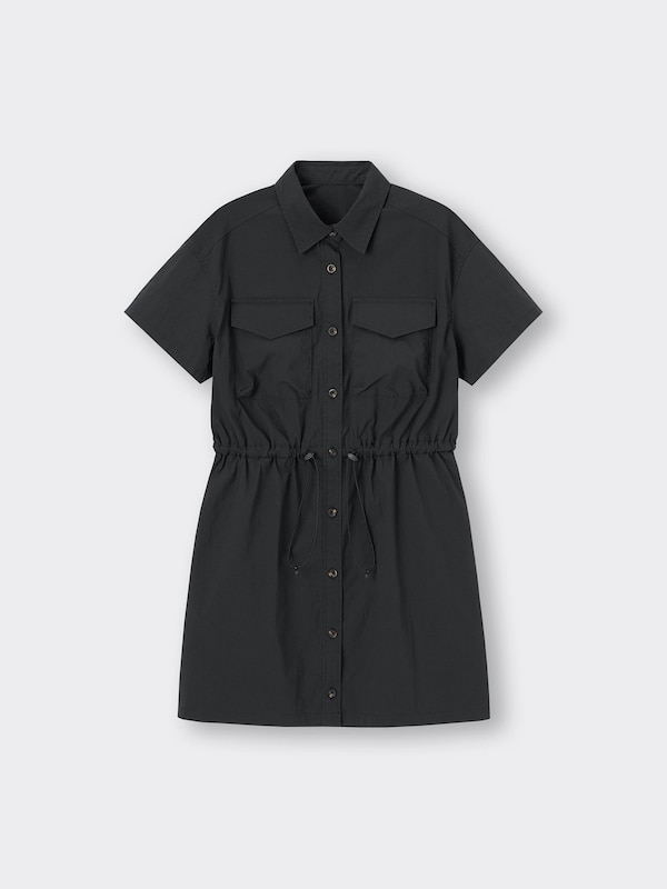 ワークシャツミニワンピース(半袖)Q+EC(丈短め83.0-87.0cm)