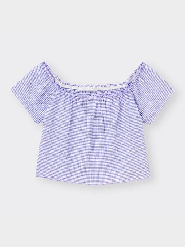 チェックオフショルダーT(半袖)+E