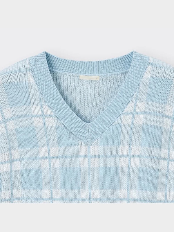 GIRLSクロップドチェックニットベストJR