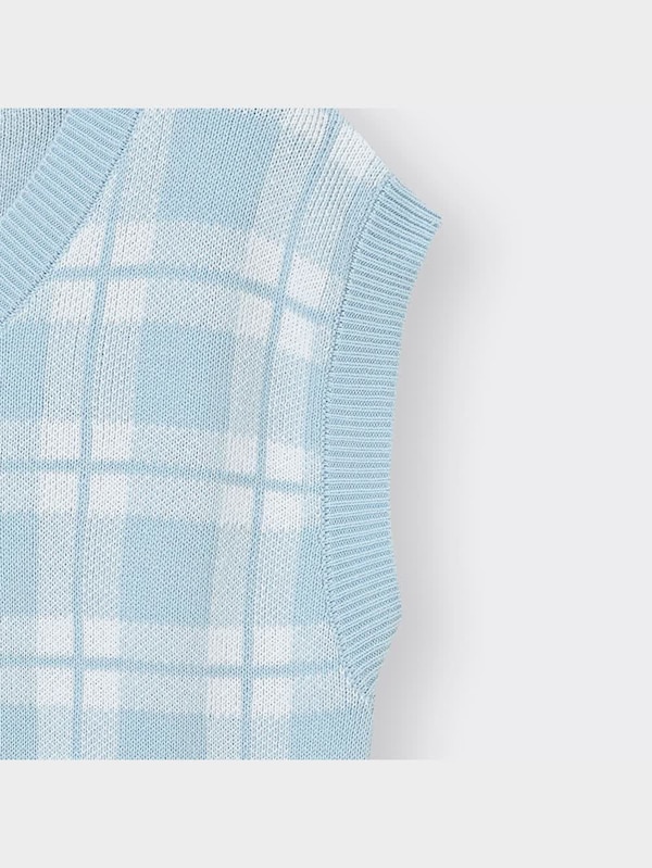 GIRLSクロップドチェックニットベストJR