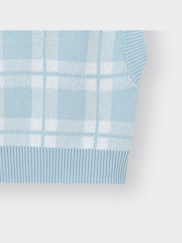 GIRLSクロップドチェックニットベストJR