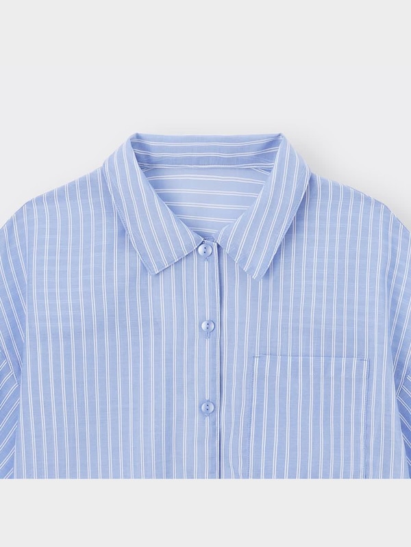 GIRLSシアークロップドストライプシャツ(半袖)JR+E