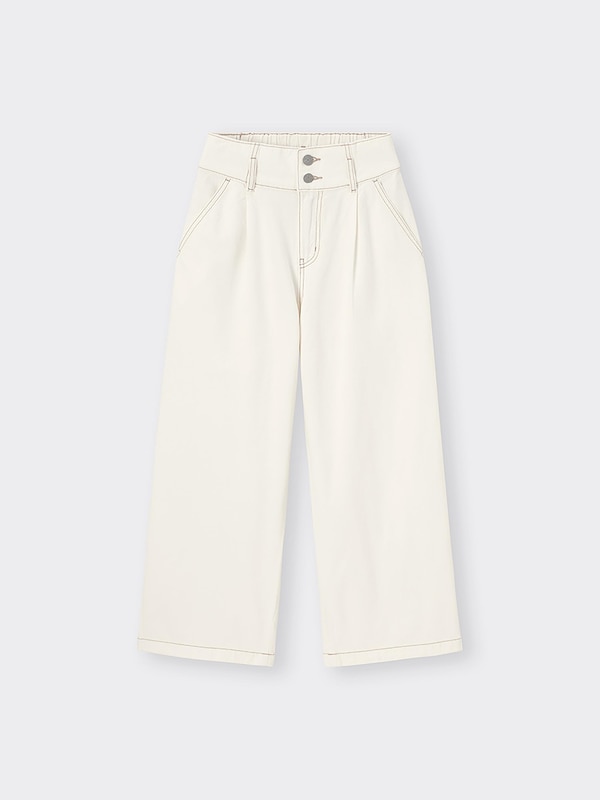 GIRLSデニムハイウエストタックワイドパンツJR