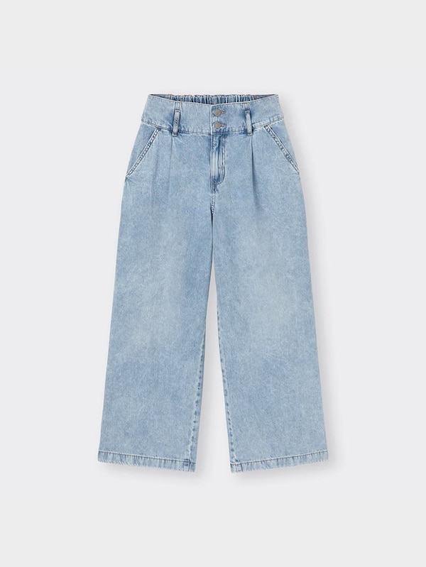 GIRLSデニムハイウエストタックワイドパンツJR