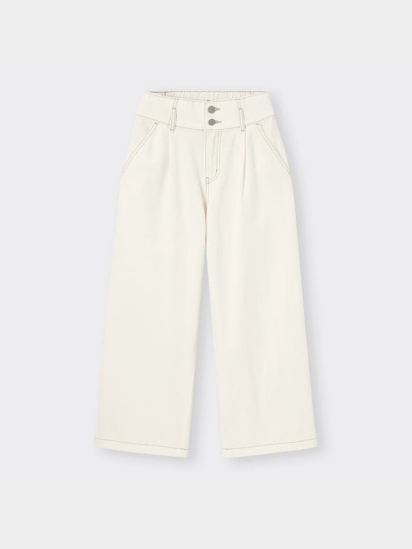 GIRLSデニムハイウエストタックワイドパンツJR