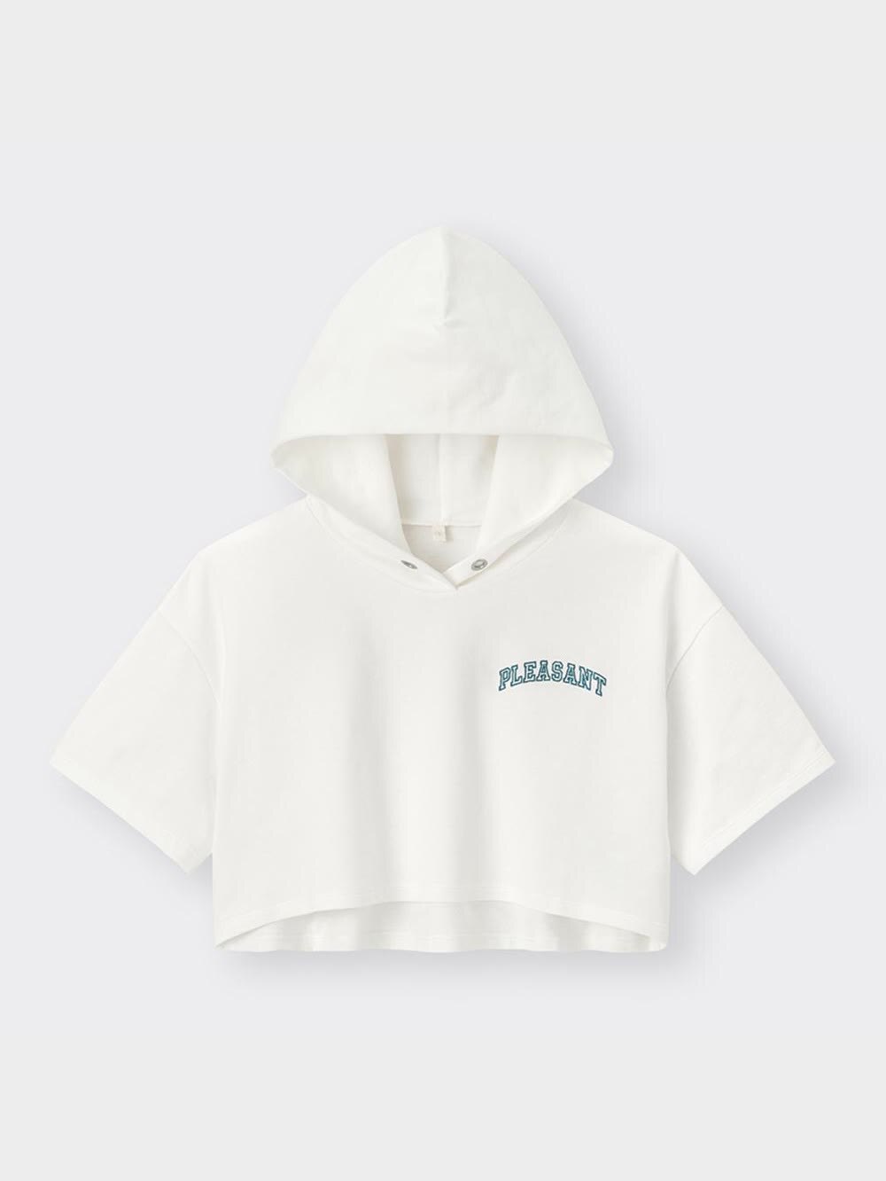 特48 丹頂鶴（未使用、3種完） GU公式 | GIRLSクロップドロゴスウェットパーカ(5分袖)JR