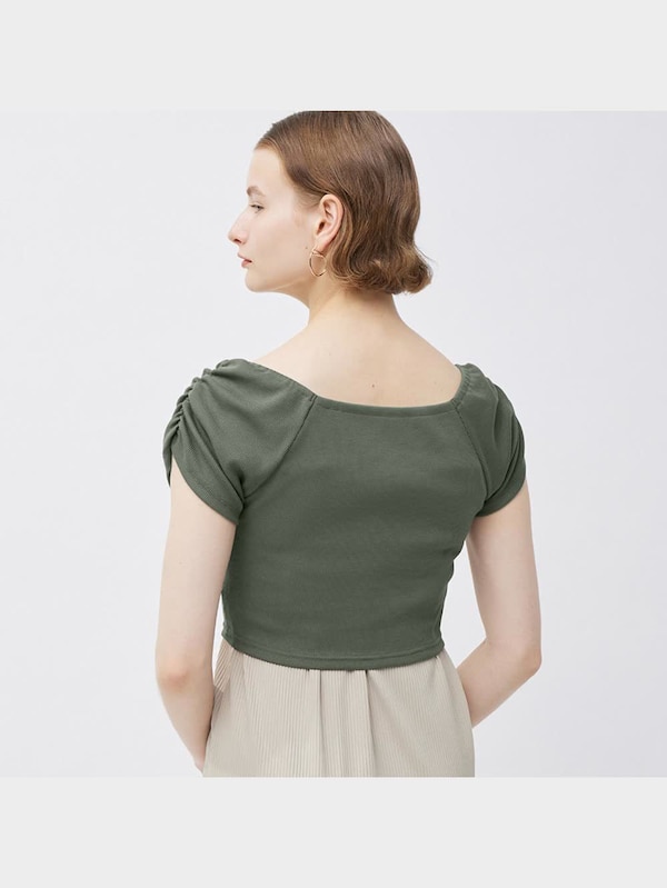 フロントボタンオフショルダーT(半袖)+E