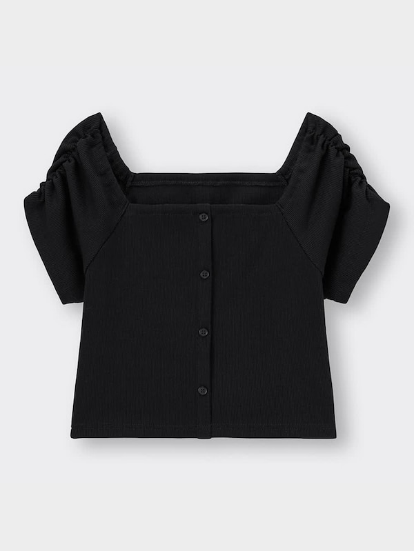 フロントボタンオフショルダーT(半袖)+E