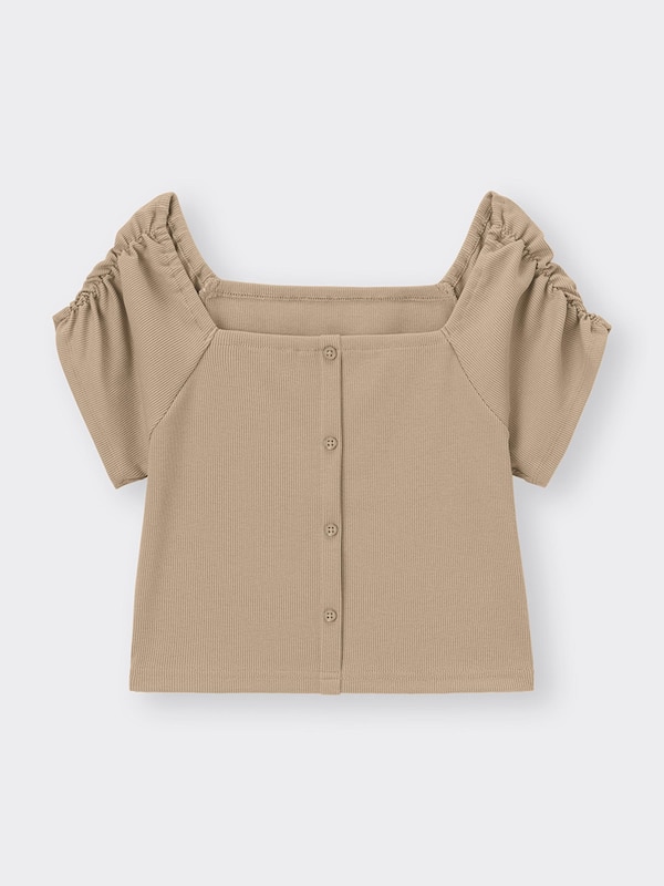 フロントボタンオフショルダーT(半袖)+E