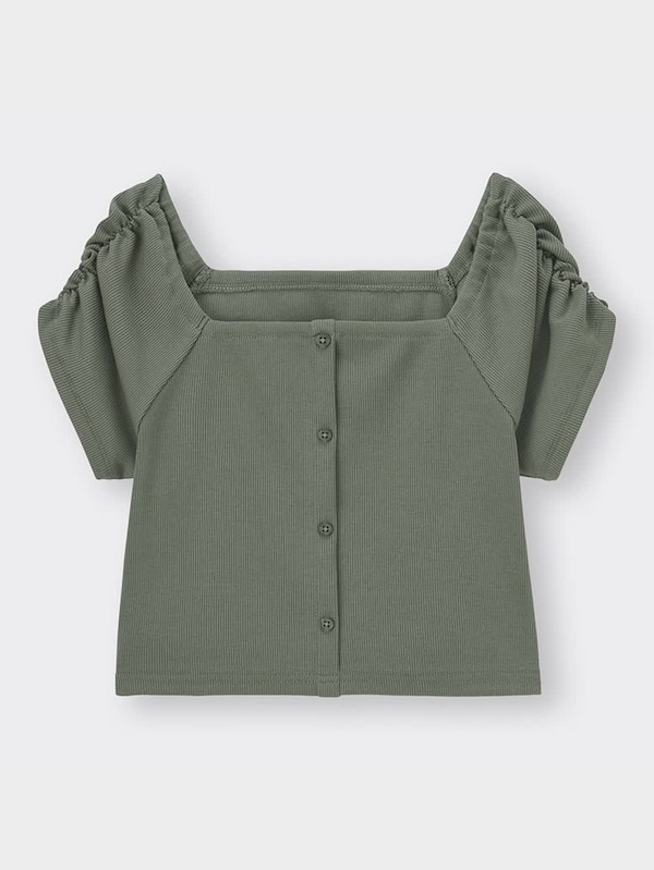 フロントボタンオフショルダーT(半袖)+E