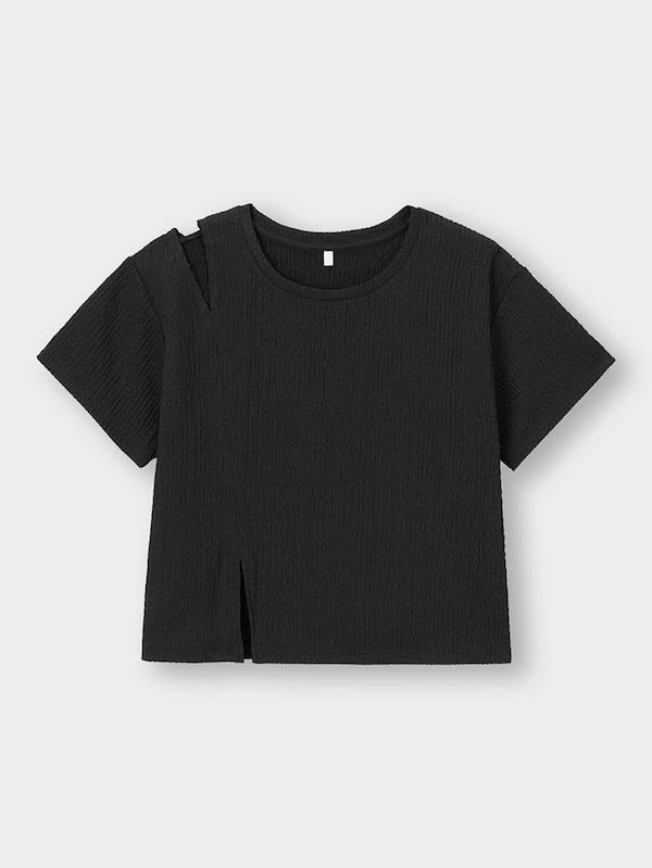 GIRLSネックスリットクロップドT(半袖)JR