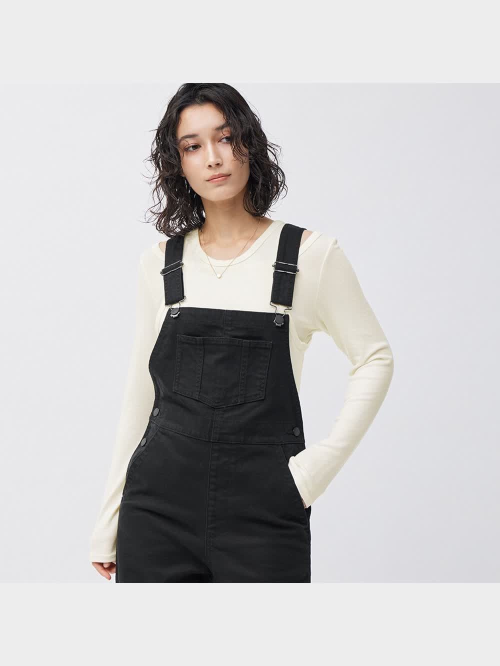 GU公式 | デニムサロペットワイドパンツ