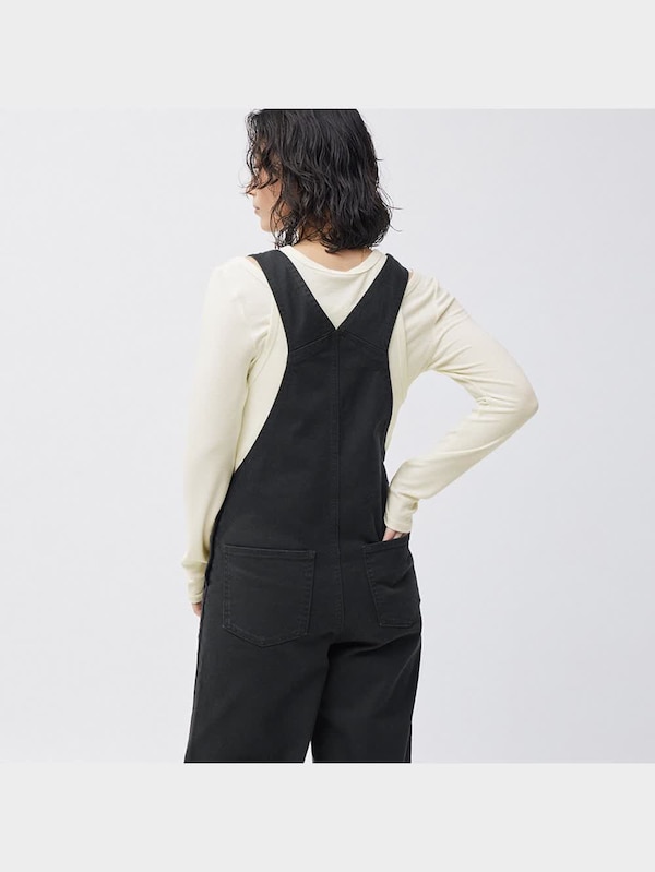 デニムサロペットワイドパンツ