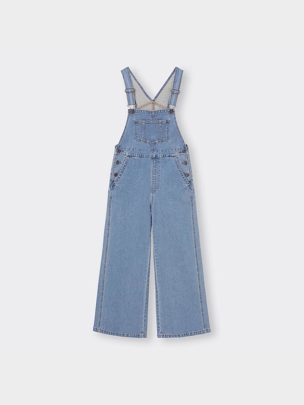 デニムサロペットワイドパンツ