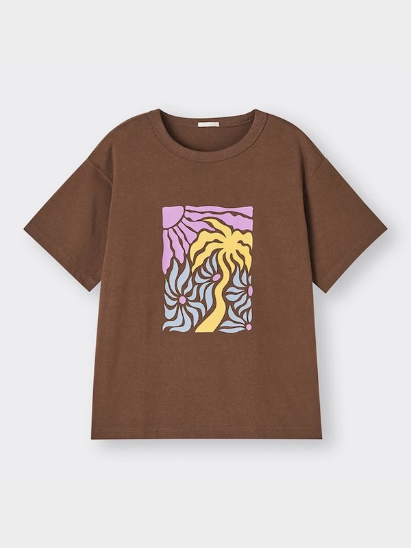 グラフィックT(5分袖)(パームツリー)+EC