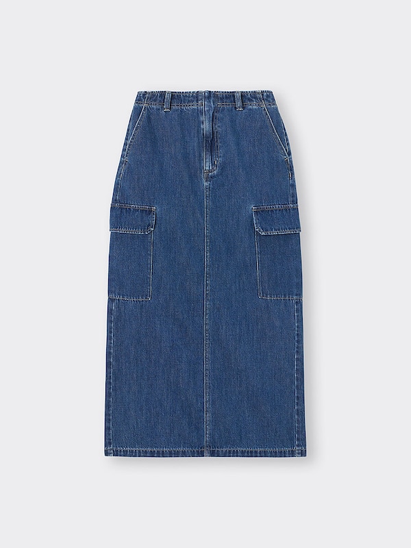 デニムカーゴロングスカート(丈標準83～90cm)