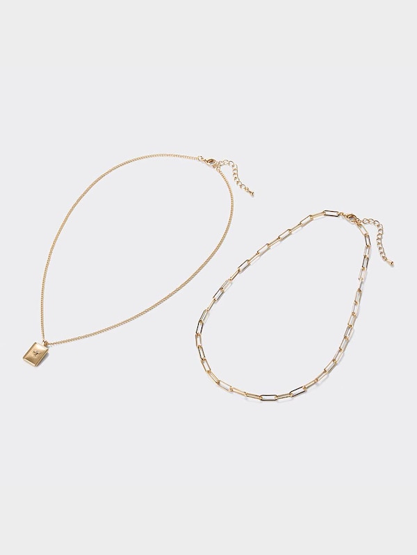 イニシャルプレート&チェーンネックレスセット