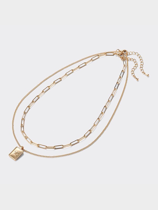 イニシャルプレート&チェーンネックレスセット