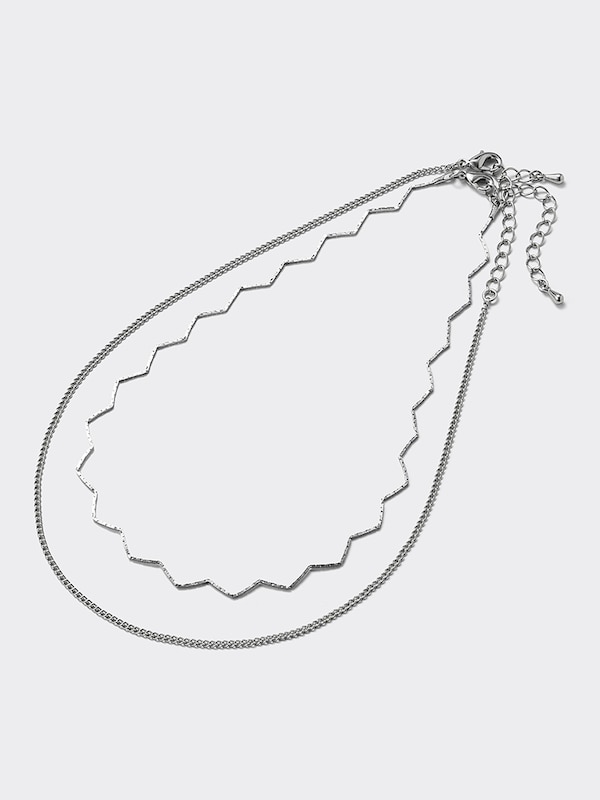 ウェーブ&チェーンネックレス
