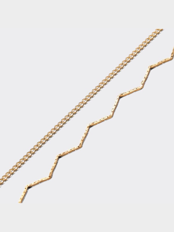 ウェーブ&チェーンネックレス