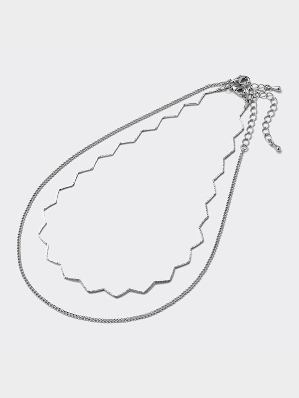 ウェーブ&チェーンネックレス