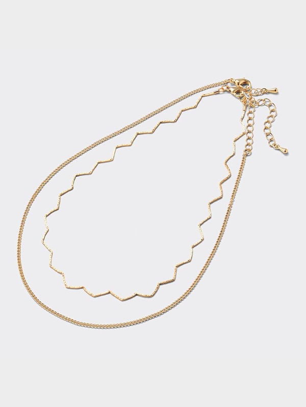 ウェーブ&チェーンネックレス