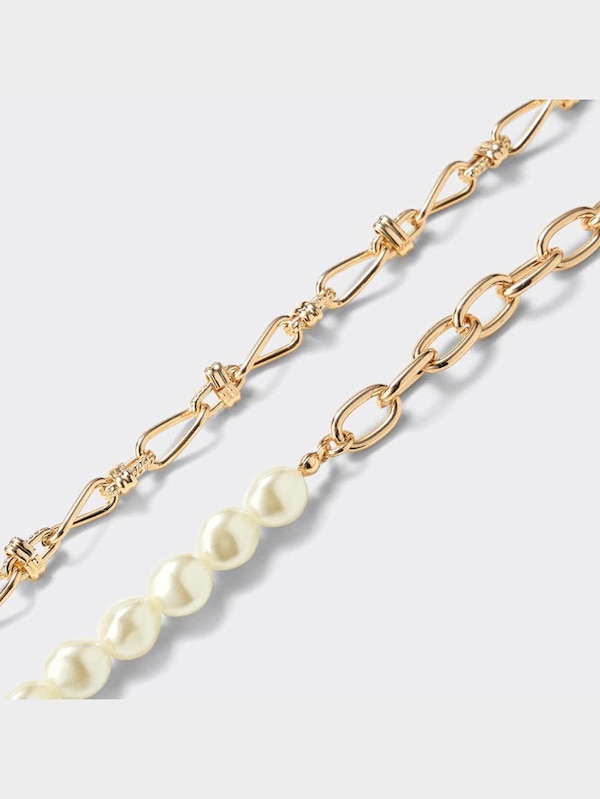 パールライク&チェーンネックレス