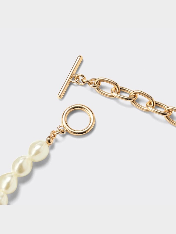 パールライク&チェーンネックレス