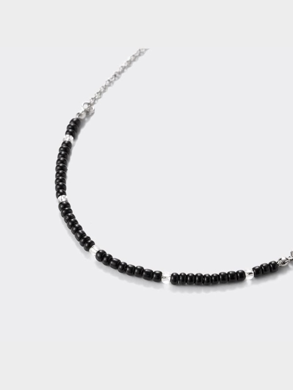 ビーズ&メタルコインネックレス