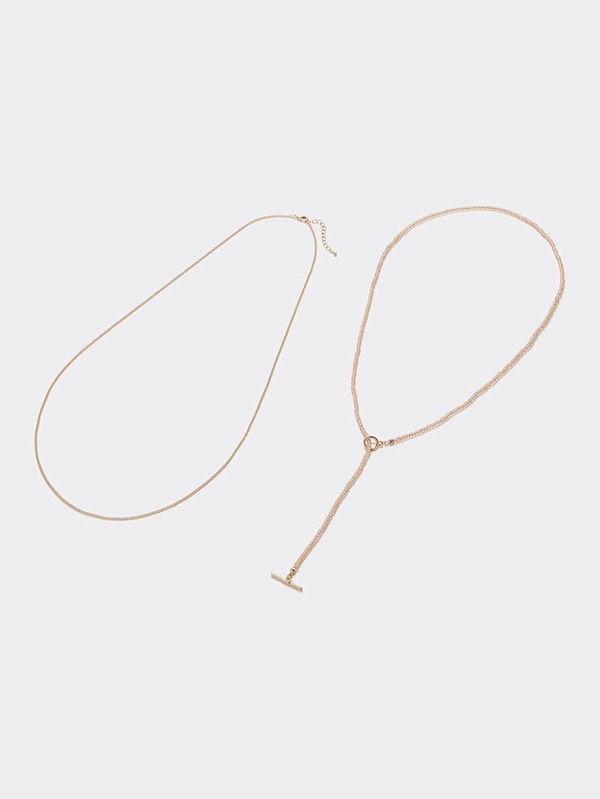 ロングラリエットビーズネックレス