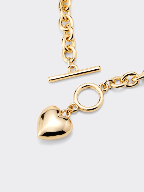 ハートモチーフボリュームチェーンネックレス