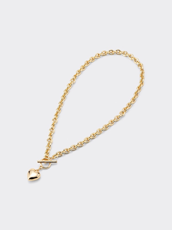 ハートモチーフボリュームチェーンネックレス